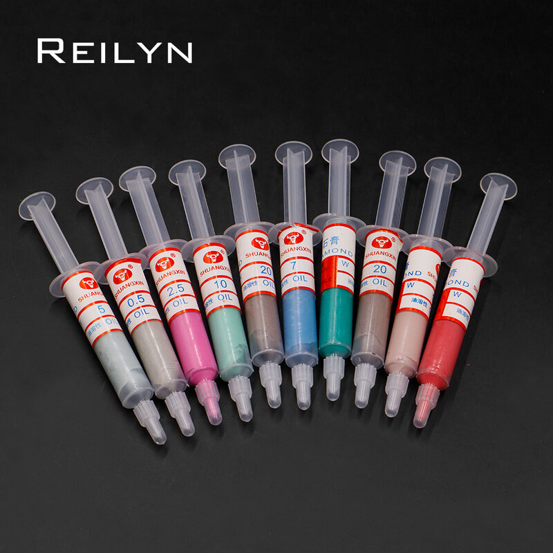 1/5/12pcs W0.5-W40 Grit Diamond Polishing Lapping Paste Compound Syringes Set for Glass Jade Amber Buffing