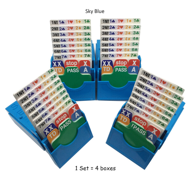 Boîte de jeux de cartes à jouer avec bridge bleu marine, dispositif d'enchère partenaire, orange, officiel en tournoi, lot de 4
