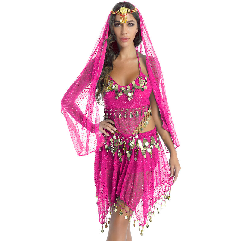 Conjunto de traje de danza del vientre para mujer, traje de danza del vientre egipcio, ropa india de Bollywood, vestido de danza del vientre para dama Oriental