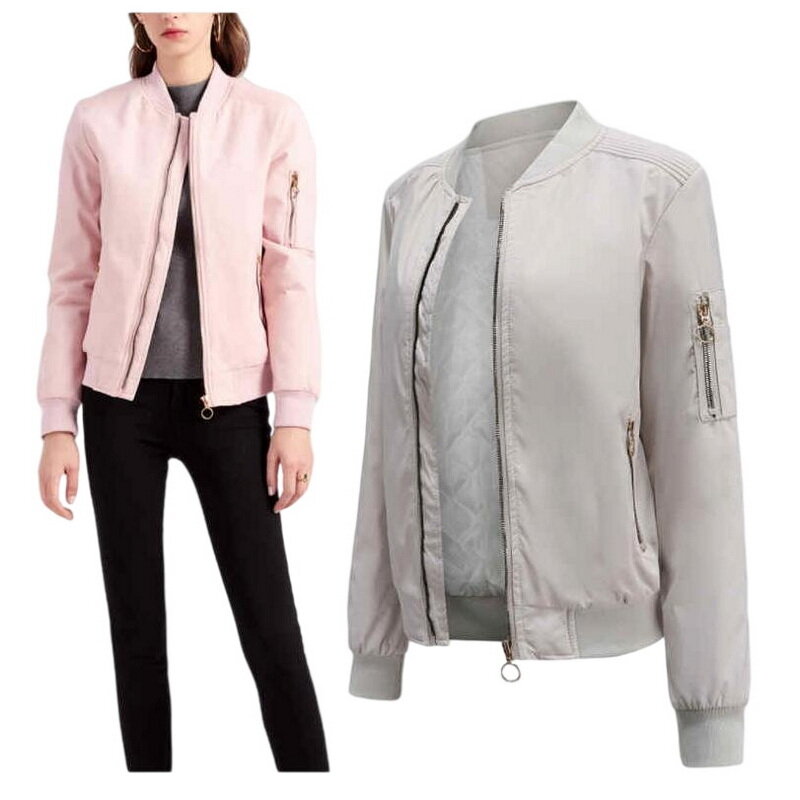Женская куртка-бомбер на весну и осень, куртка с воротником-стойкой, Женская бейсбольная куртка, европейский размер