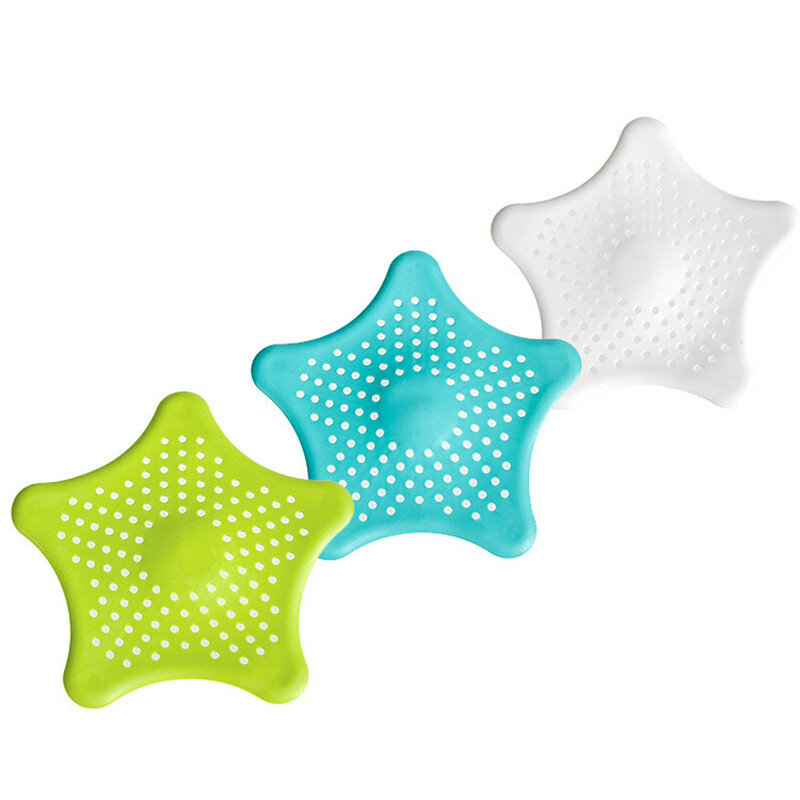 5 Color Five-pointed Star PVC Sink Filter Bathroom Kitchen Sewer Filter Bath Shower Cover Drain Strainer Hair Stopper