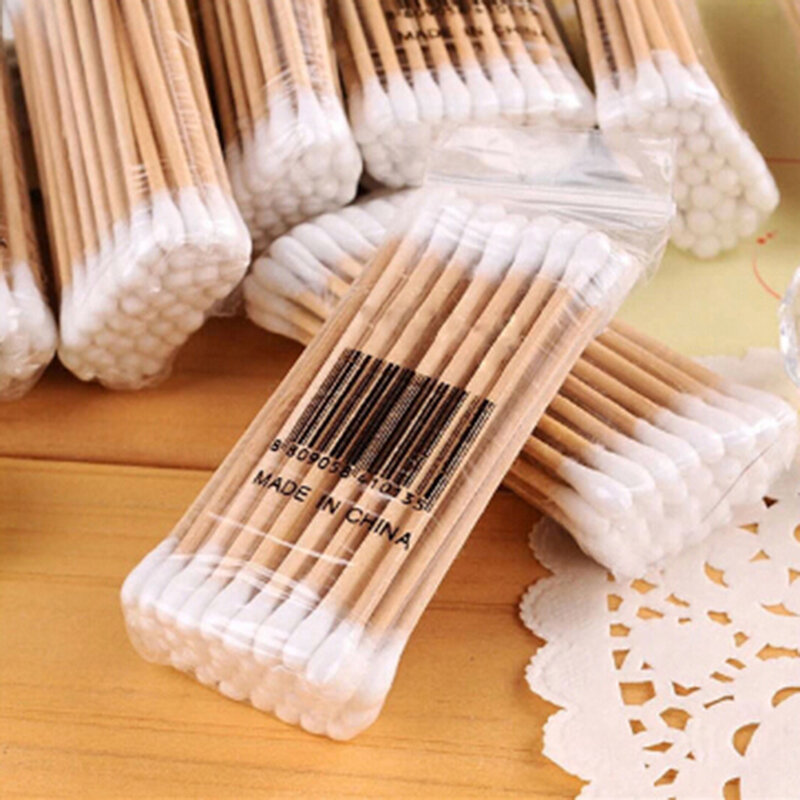 1Bag Double Head Cotton Swab Cleaning Makeup Remover Tip Wood Tools Outdoor Emergency Wound Care Dressing