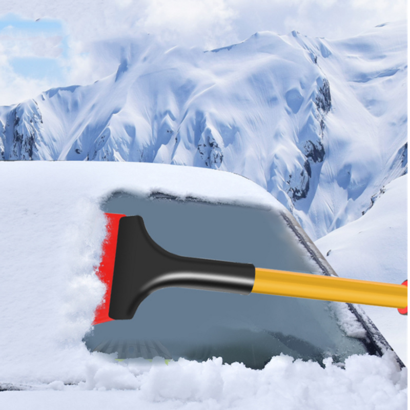 ほこりや汚れを掃除するためのフォームハンドル付きの雪の形をした氷の形をしたスノーブラシ,サイズ42x11cm,冬用,1個