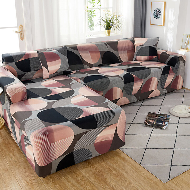 Funda de sofá elástica para sala de estar, cubiertas geométricas ajustables para Chaise, seccional, esquinero