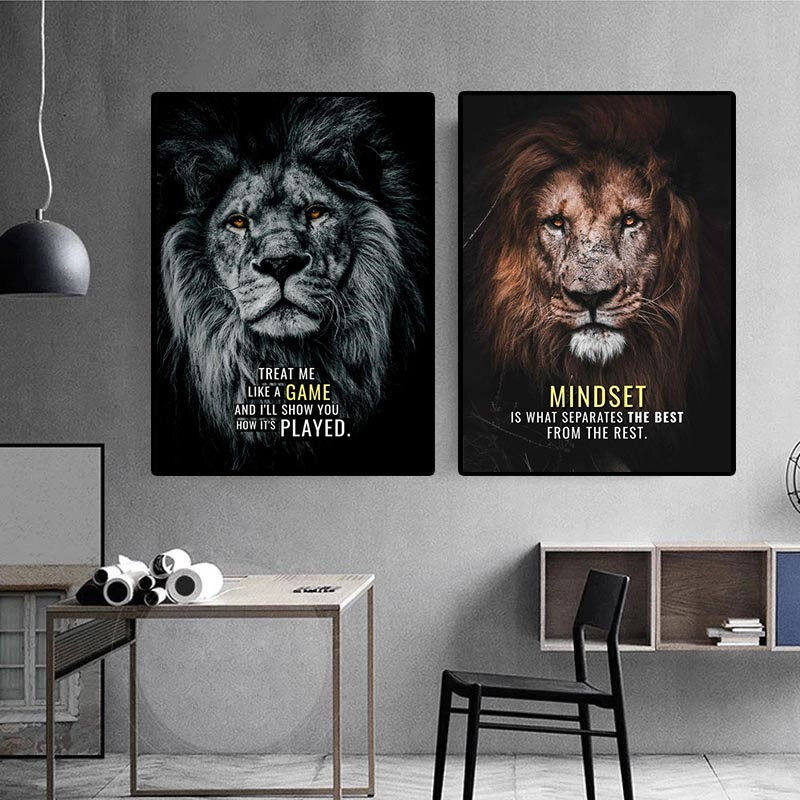 Wilde Lion Tier Kunst Leinwand Poster Motivation Zitate Wand Kunst Drucke Malerei Wand Bild für Wohnzimmer Startseite Cuadros Decor
