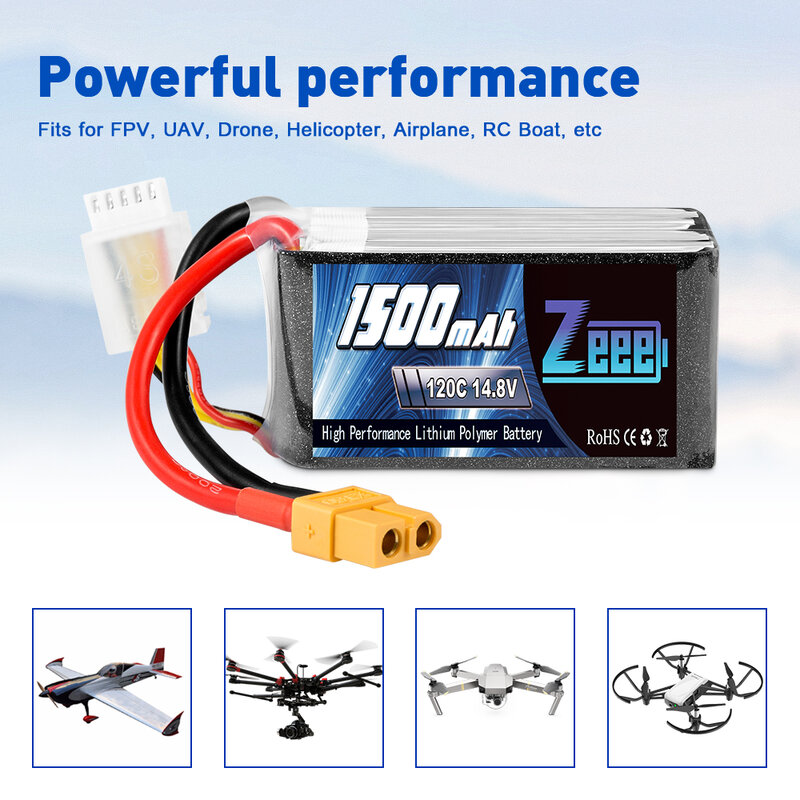 2pcs Zeee 4S 1500mAh 14.8V 100 120C Lipo Battery with XT60 Plug Softcase for RC Car Truck Buggy FPV Drones Airplane RC Parts