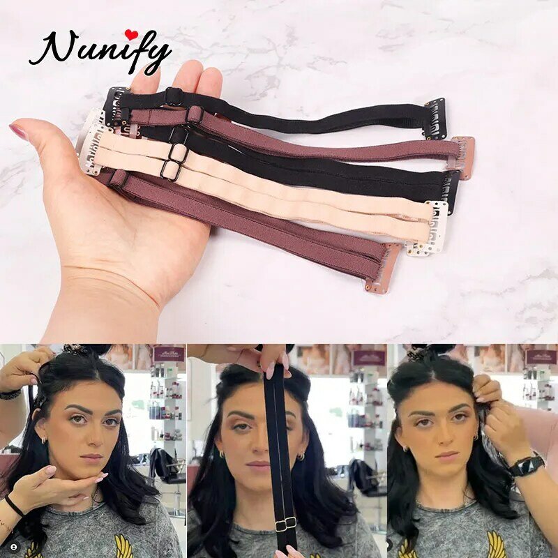 Nunify – Double bandeau élastique pour les yeux, avec Clips, extensible, noir, brun, blond, pour les cheveux, réglable
