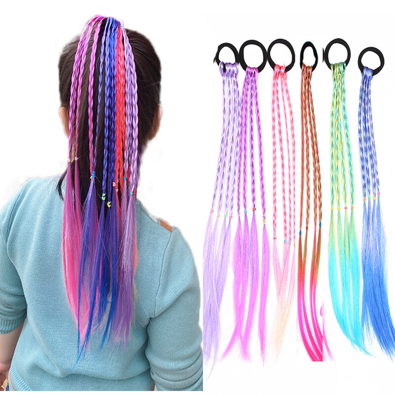 Bandas elásticas para el cabello para niñas, accesorios para el cabello, peluca, cola de caballo, Anillo para el cabello, trenza giratoria, nuevo