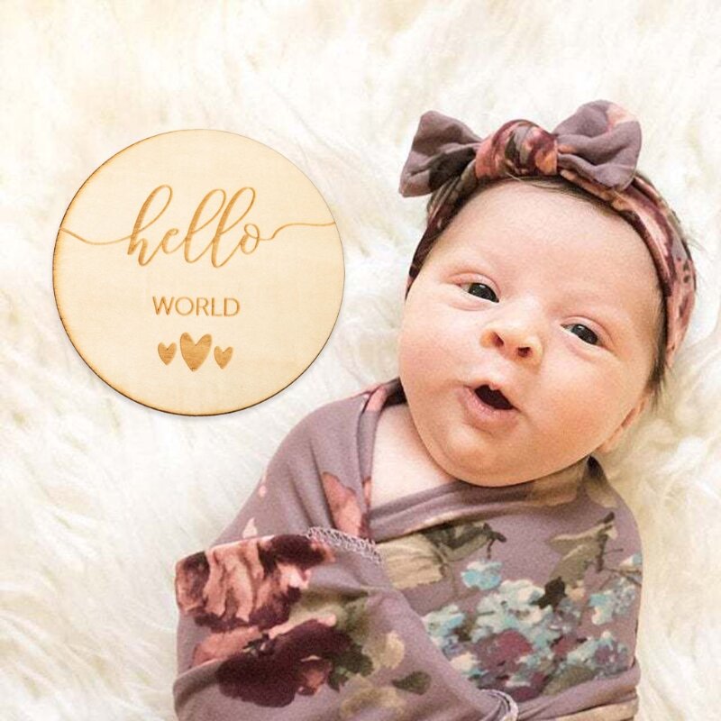 10 stile legno bambino pietra miliare carta lettera neonato crescita mensile scheda di registrazione nascita infantile carta commemorativa fotografia Prop