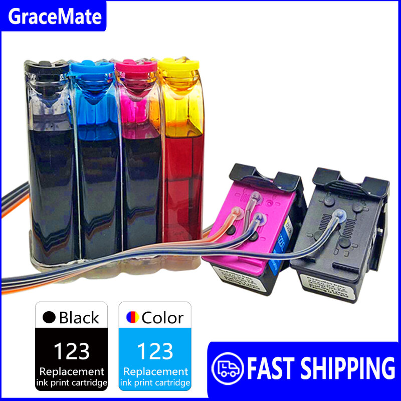 Continuous Ink Supply System Compatible for HP 123 Deskjet 1110 2130 2132 2133 2134 3630 3632 3637 3638 4513 4520 4521 Printers
