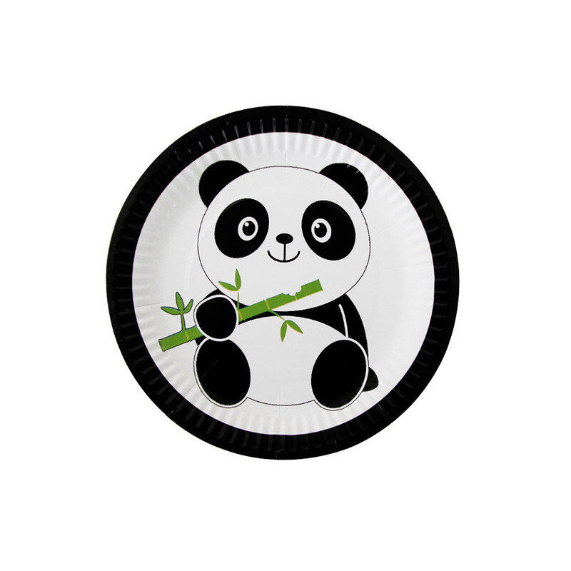 Panda Theme ตกแต่งเด็กทิ้งชุดจานผ้าเช็ดปาก Baby Shower Favors การ์ตูน Panda บอลลูน