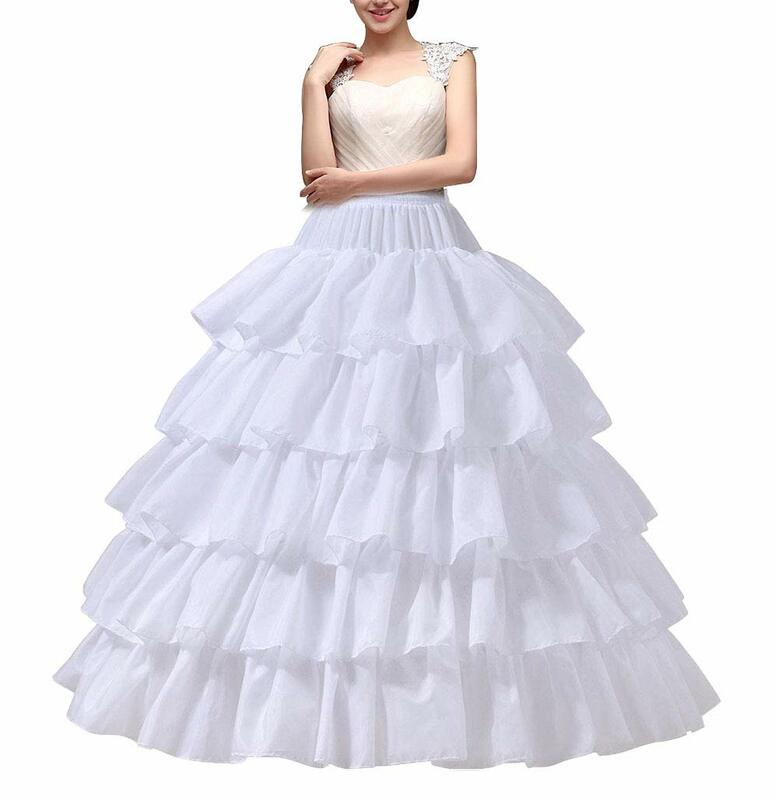 Women's Crinoline Petticoat 4 Hoop Skirt 5 Ruffles Layers Ball Gown Half Slips Underskirt for Wedding Bridal Dress