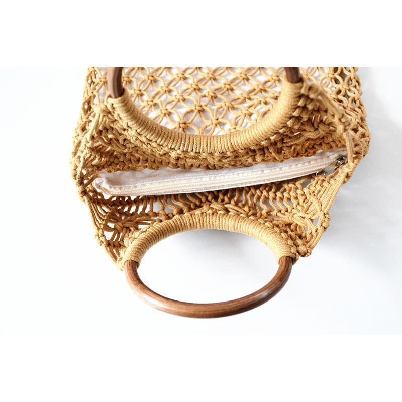 2020 New Cotton Thread Rattan Handle Female Summer Straw Bag Beach Bag Buckle Bag a6308