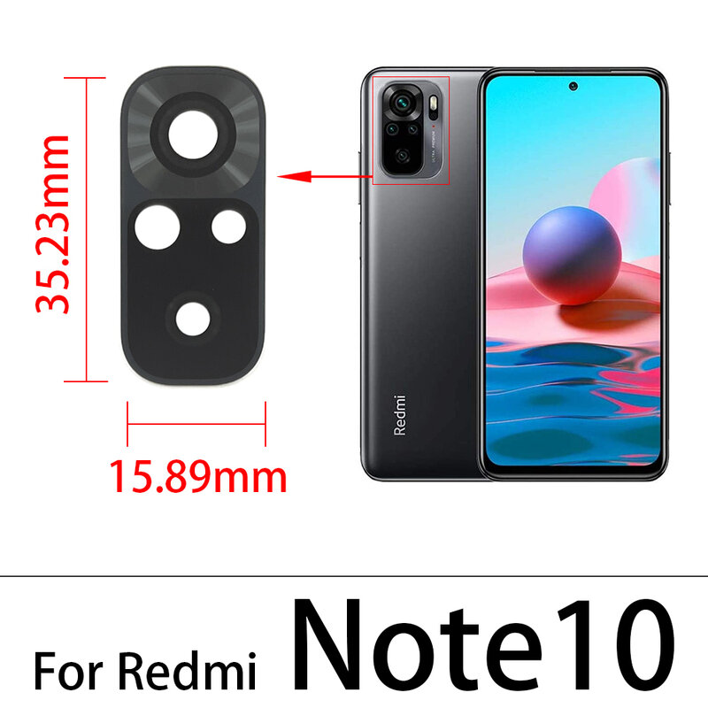 Lentille en verre de caméra arrière avec adhésif, lentille pour Xiaomi Redmi Note 8 Pro 7 9 9S 10 11 11s Pro 10s 8T 9A 9C Mi Note 10 10T Pro, 2 pièces