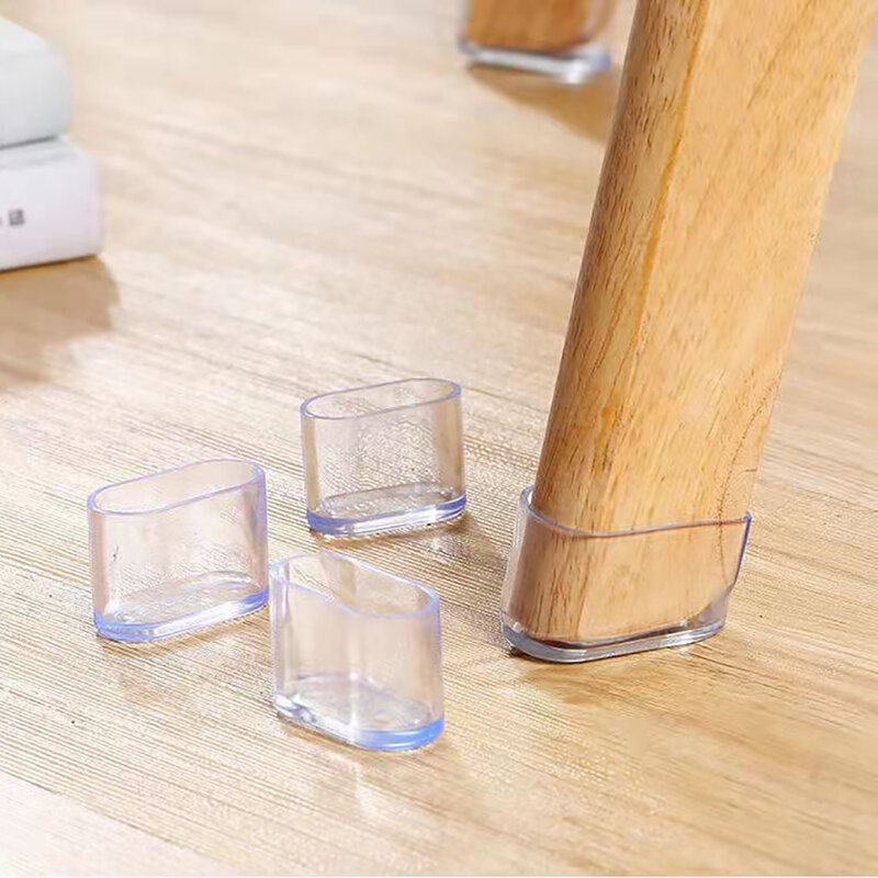 12pcs Oval Table Chair Leg Mat Clear Non-slip Table Chair Leg Caps Rubber Furniture Chair Table Mat Covers Floor Protector Home