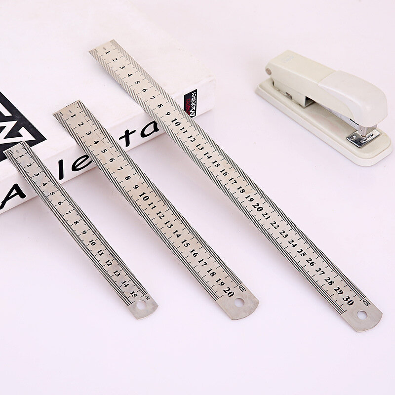 30cm 1pc de aço inoxidável régua reta fina polegada centimétrica escala escritório estudante desenho linha ferramenta alta precisão medição