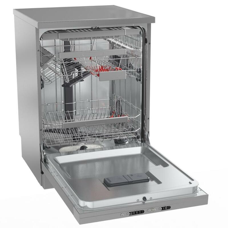 Hisense HS6130X dishwasher, ClaseA ++, 3 baskets, 60 × 84,8 × 59,6 cm, 16 cutlery, fast washing, stainless steel Interior