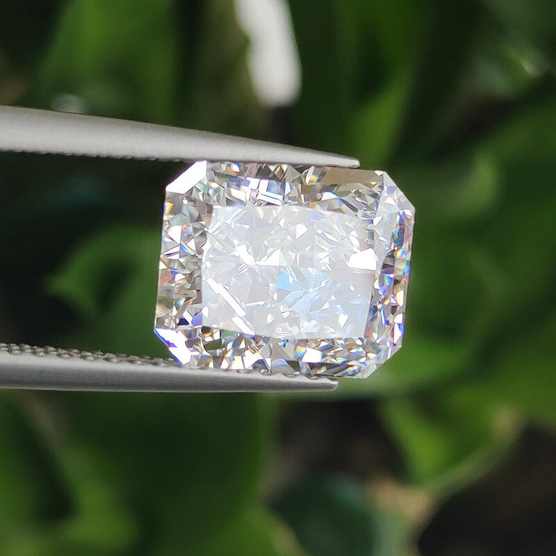 Letmexc White High Carbon Diamond Cubic Zirconia CZ 10x12mm Crushed Ice Octagon Cut 5A+ Quality for Custom Jewelry
