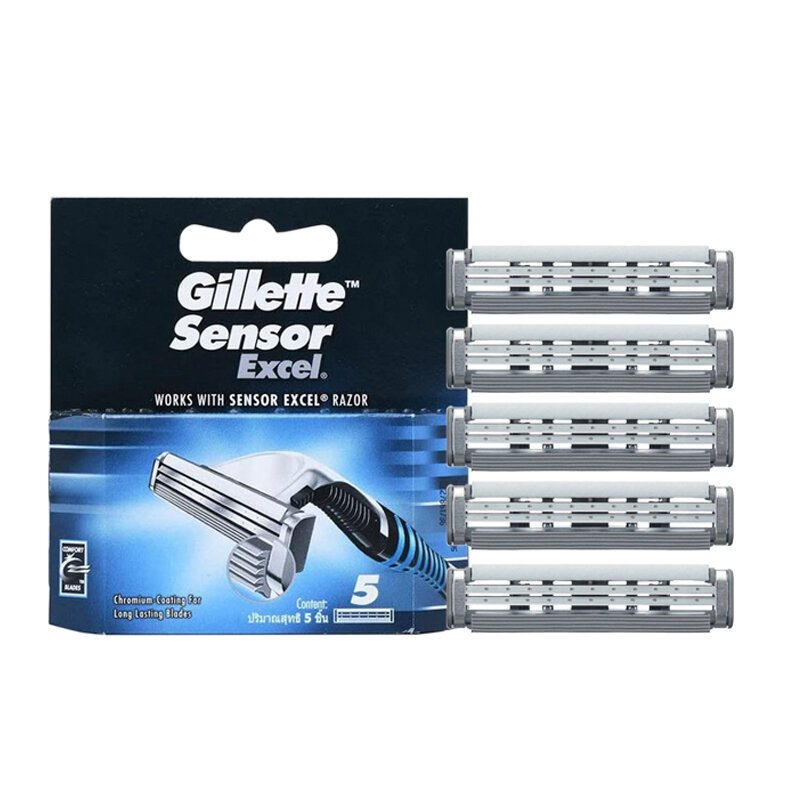 Gillette lâminas de barbear sensor excel lâminas de barbear cabeça de substituição para vector 3 men lâminas de barbear 5 pcs/pacote