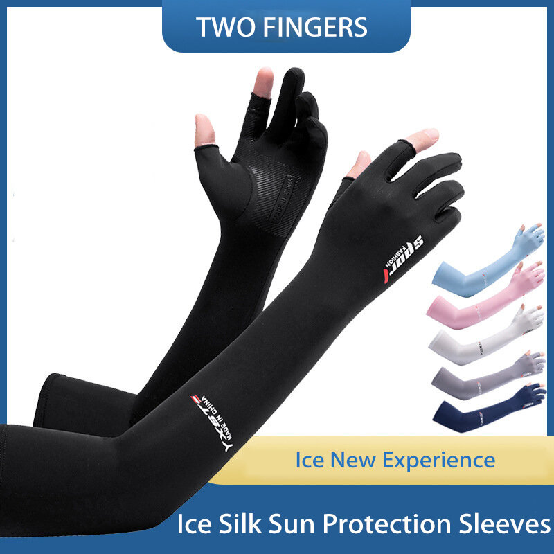 UV Solar Arm Sleeves Women Men Summer Cycling Long Sleeves Anti-Sunburn Cuff Breathable Fishing Arm Warmers Cover Gloves Driving