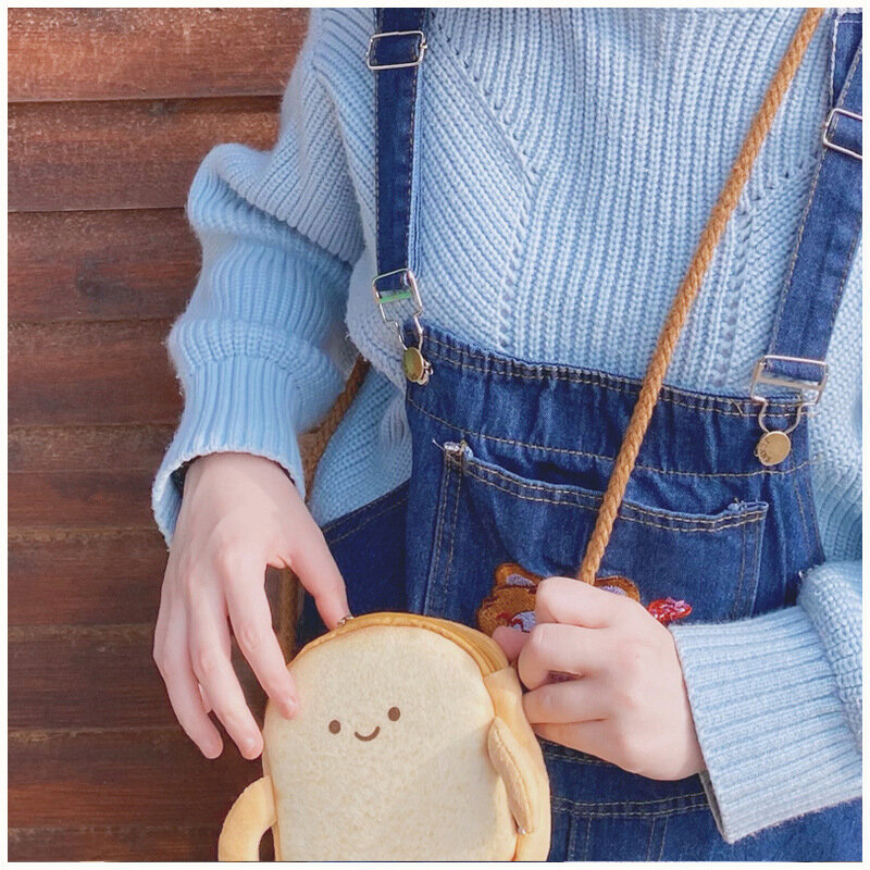 Сумка кросс-боди Женская с принтом хлеба, милая миниатюрная сумочка-кошелек для мелочи, мягкая сумочка-мессенджер в Корейском стиле, подарок для девушек, WY66