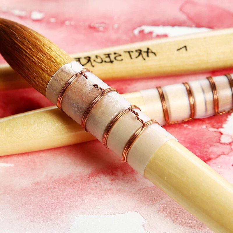 1pc pennello per acquerello acrilico e olio Nylon capelli Retro pennello penna Artish forniture artistiche professionali strumenti di pittura