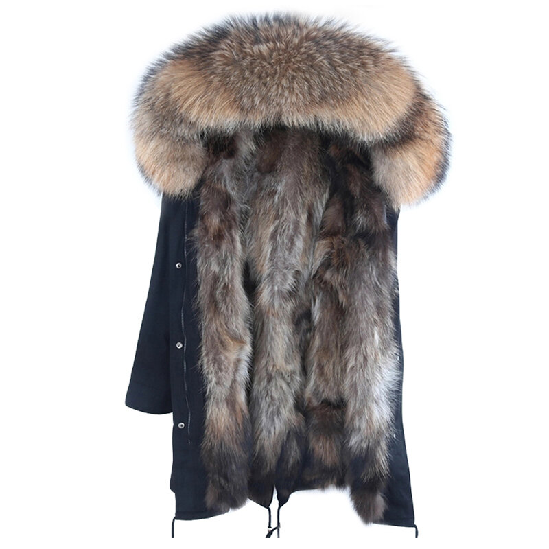Casaco longo impermeável masculino, parka russa, casaco de pele de raposa real, gola de pele de guaxinim natural, casaco grosso quente com capuz, 7XL, inverno, 2023