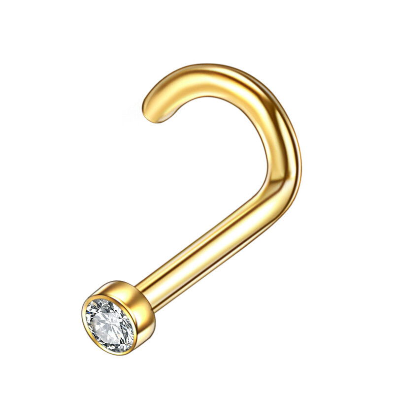 Piercing en cristal de titane G23, boucle d'oreille de ovale ine, anneau antarctique, bijoux de corps CZ, vis de Nazir, 18G, 20G, 1PC