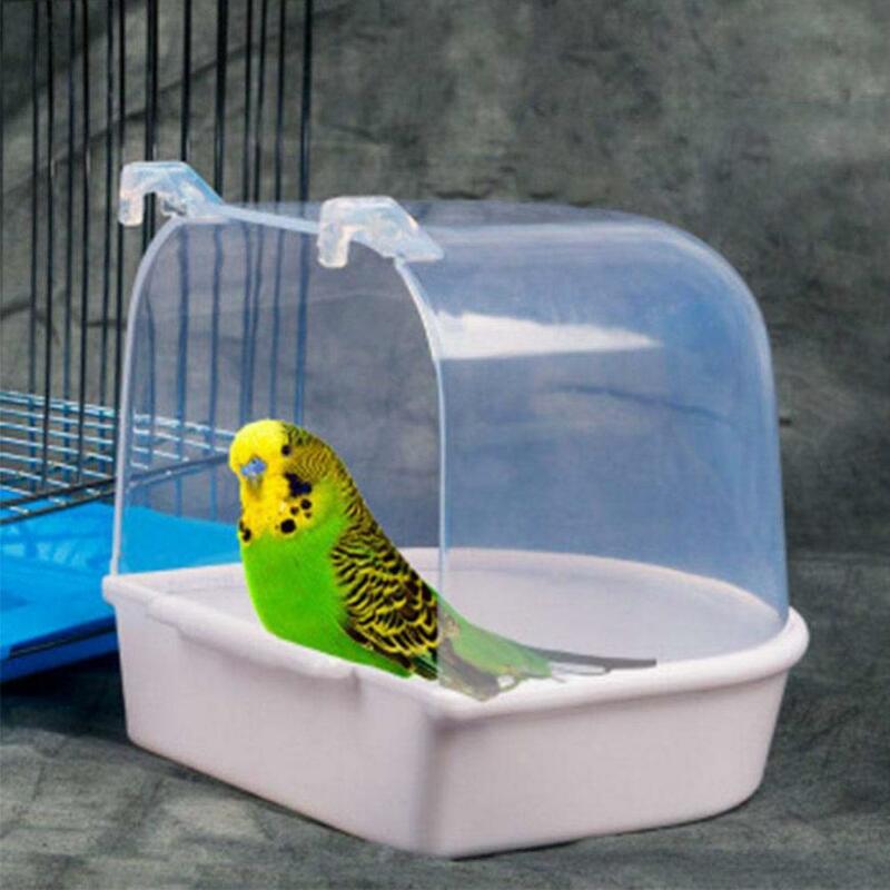 Bird Parrot โปร่งใสชุดว่ายน้ำอ่างอาบน้ำฝักบัวกล่องแขวน Cage Decor สัตว์เล็กสัตว์เลี้ยงทำความสะอาดเครื่องมือ