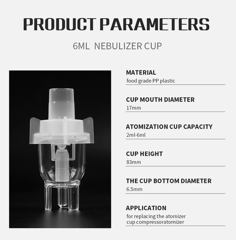 ใหม่6Ml Nebulizer การดูแลสุขภาพ Inhaler ชิ้นส่วนถ้วยเด็กผู้ใหญ่หัวฉีดยา Nebulizer Compressor Atomized สเปรย์