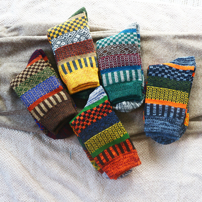 Chaussettes en coton de haute qualité pour hommes, chaussettes en laine décontractées, mode rétro, Harajuku, optique, chaleur, pas cher, vente en gros, hiver, nouveau