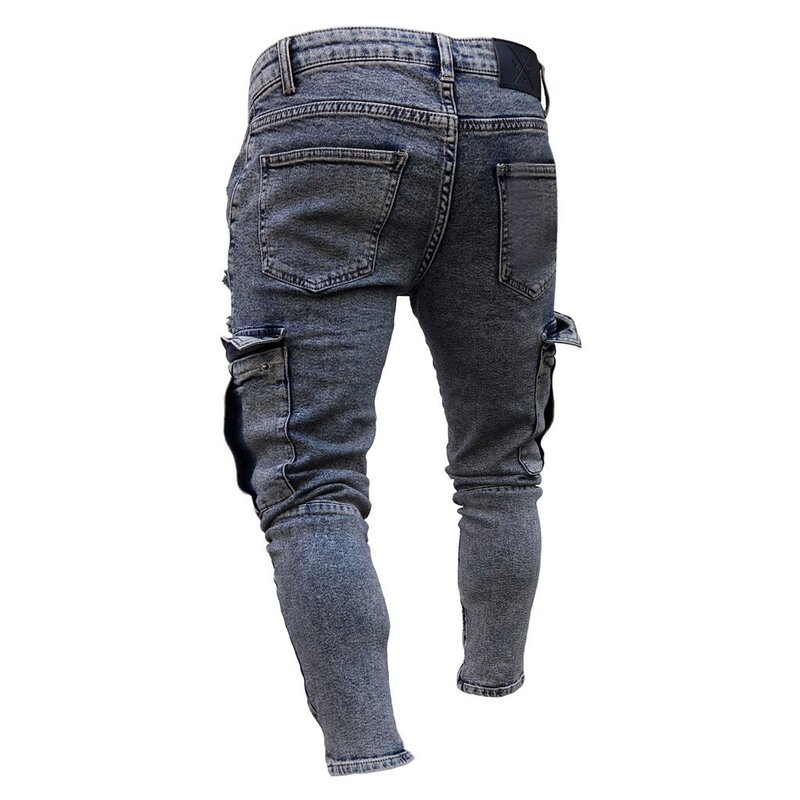 Jeans masculino moderno, legal, hip hop, streetwear, motociclista, cor sólida, rasgado, jeans slim fit, roupas masculinas, imperdível 11.21