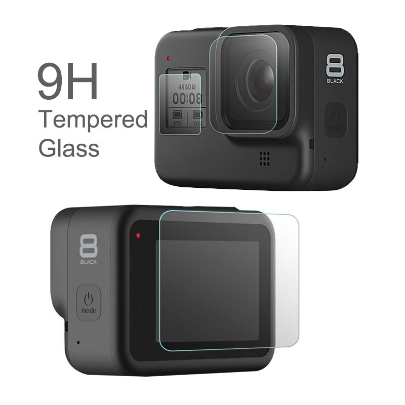 Pour GoPro 8 Kit d'accessoires étui en Silicone souple coque de protection de la peau boîtier + lentille & LCD protection d'écran pour Go Pro Hero 8 noir