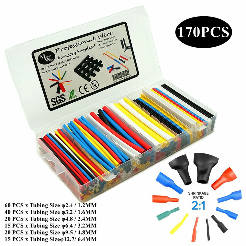 Kit de tubes thermorétractables en polyoléfine colorée, gaine de câble 2:1, rétractable, pour câble électrique de voiture, isolation