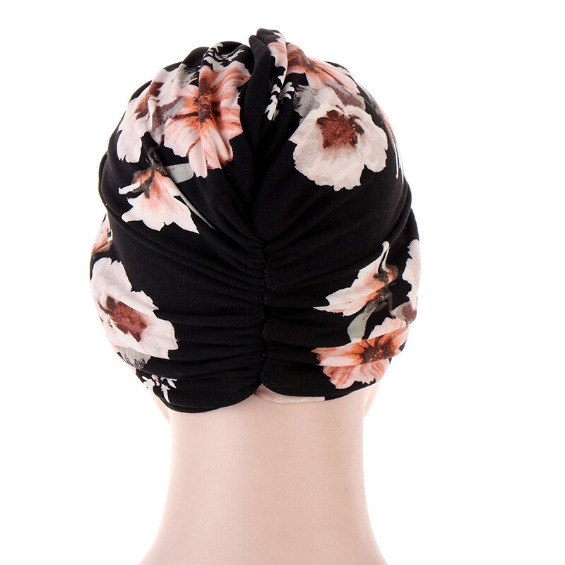 Women Muslim Cotton Turban Folding Cross Knotted Hair Ribbon Scarf Elastic Head Wrap Headwear Bandanas Lady Hair Hats Beanie
