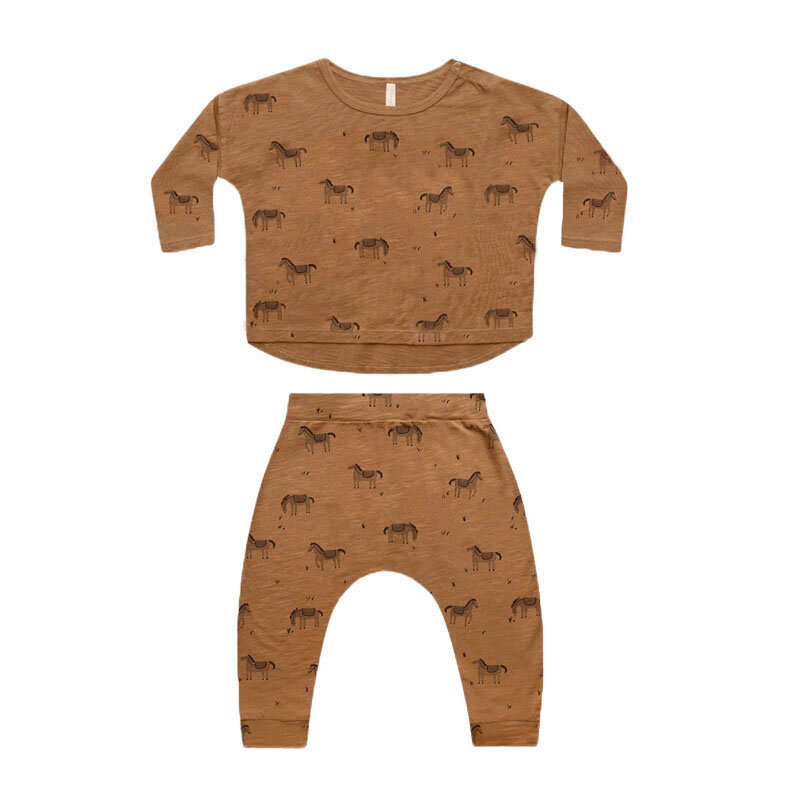 Ensemble de vêtements en coton doux pour bébé garçon et fille, 2 pièces, t-shirt + pantalon, pour nouveau-né de 0 à 3 ans, printemps été