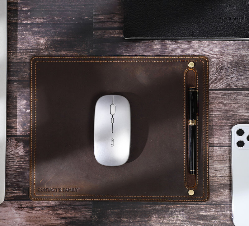 Echtes Leder Maus Pad Mit Stift Halter Retro Deak Matte Anit-rutsch Geeignet für Business Büro Desktop Macbook Laptop gaming