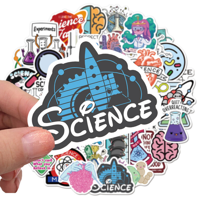 50 Buah Fisika Kimia Laboratorium Stiker Graffiti untuk Laptop Bagasi Skateboard Tahan Air Stiker Ilmu Saja Mainan