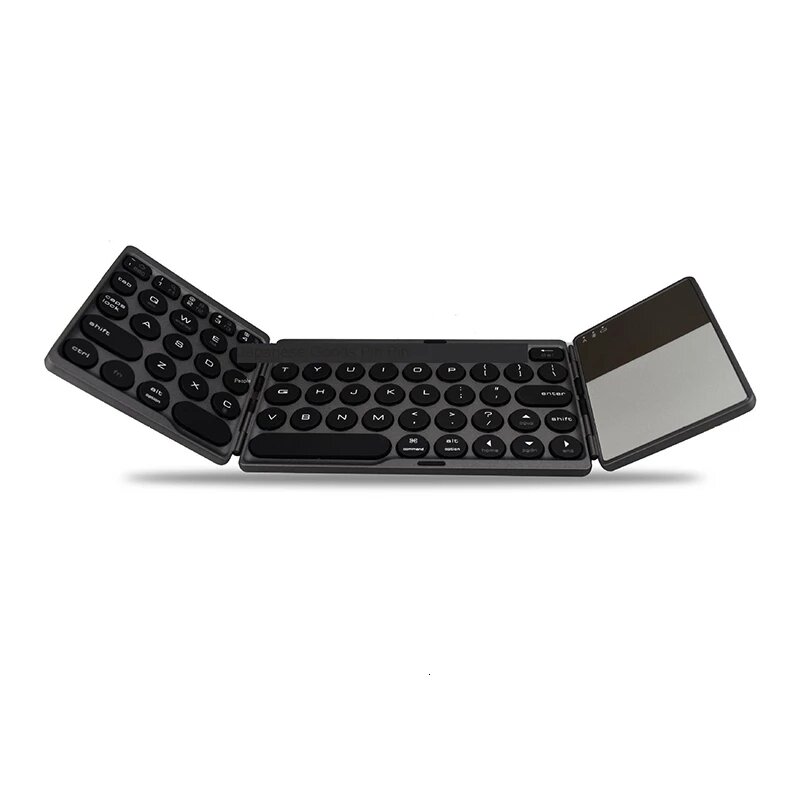 Bluetooth  wireless  connectio keyboard Three folding wireless computer keyboard Mobile phone tablet mini keyboard with touchpad