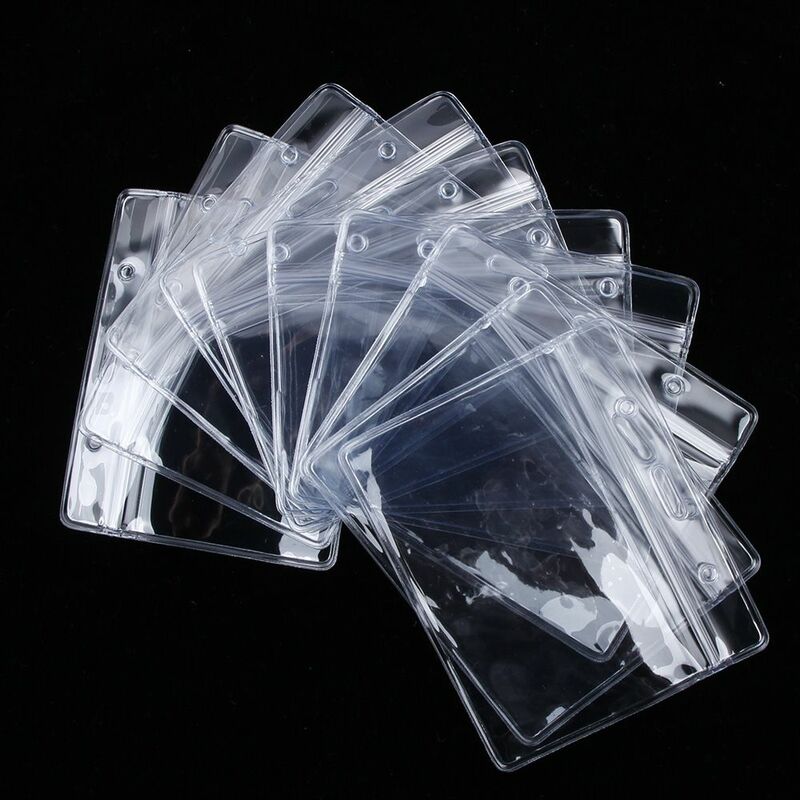수평 투명 비닐 플라스틱 ID 카드 배지 홀더, 지퍼 ID 홀더, 사무용품, 팩당 10 개