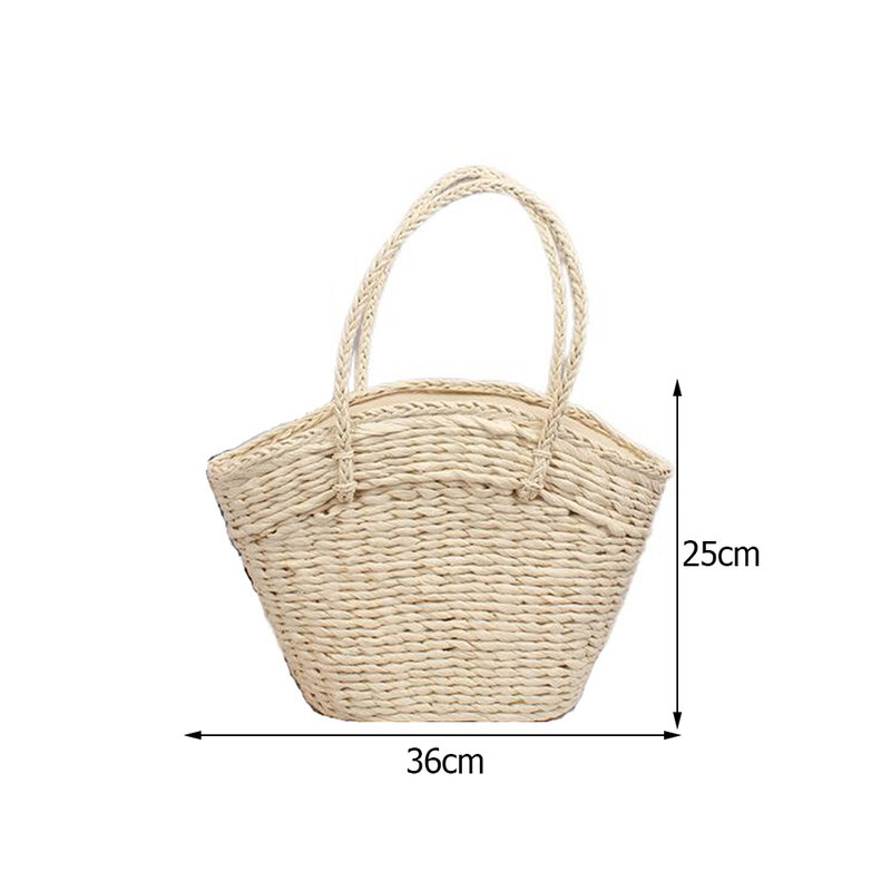 Summer Fashion Straw Woven Women Simple Shoulder Bags Shopping Tote Casual Solid Ladies Vacation Beach Large Capacity Handbags