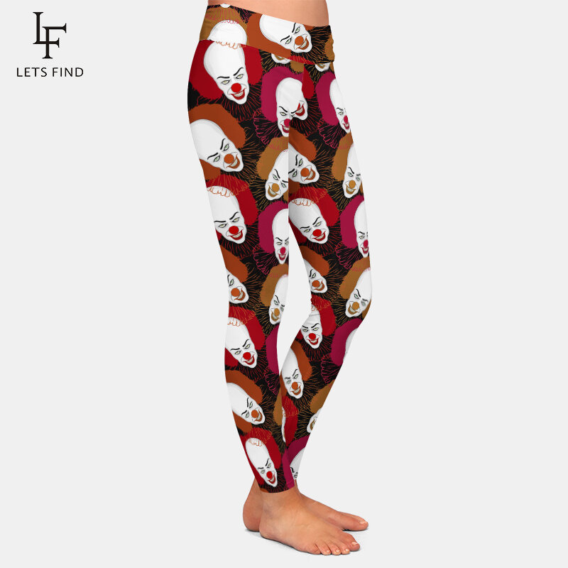 Женские леггинсы для фитнеса LETSFIND, модные 3d-брюки с принтом страшных клоунов и воздушных шаров и высокой талией на Хэллоуин
