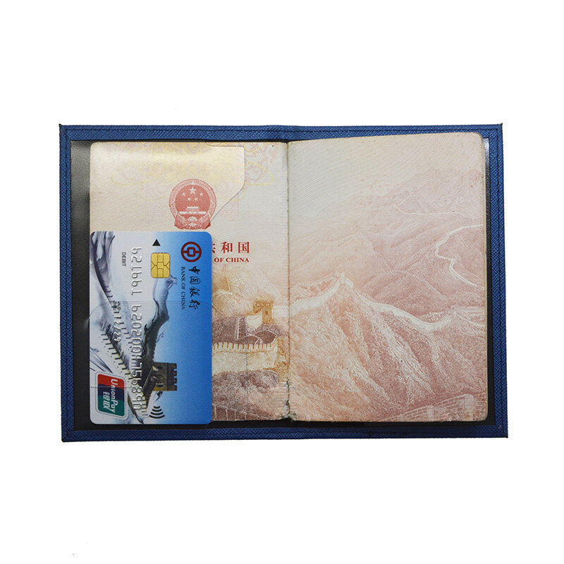 Plain Pu Lederen Safiano Cross Patroon Bussiness Paspoorthouder Met Id-kaart Houder Universele Paspoort Covers