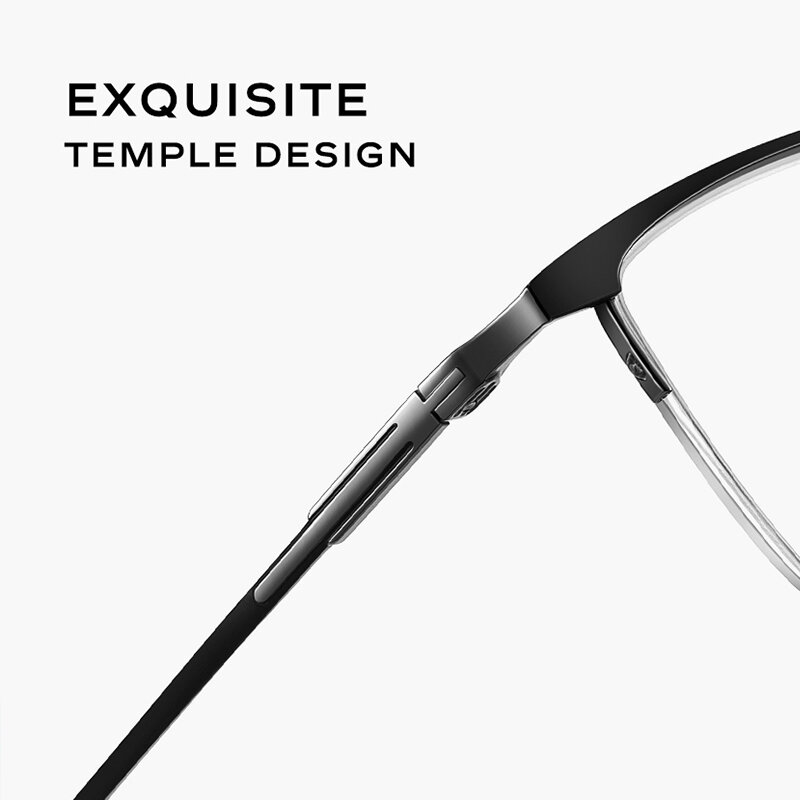 CAPONI Half Frame Glasses For Men Light Weight Titanium Alloy Glasses Blue Light Blocking Eyeglasses Customized Diopter JF18063