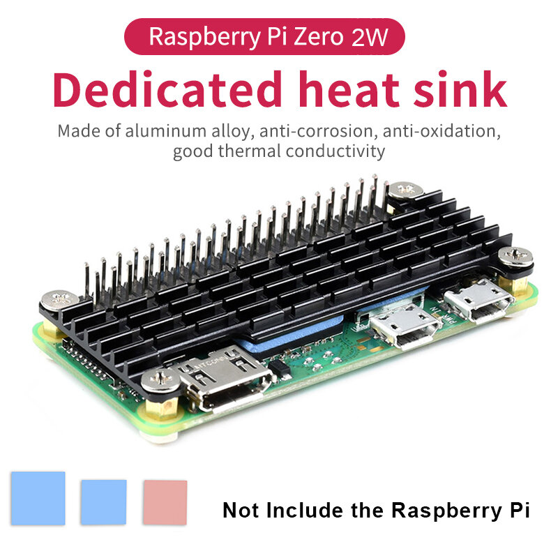 Raspberry Pi Zero disipador de calor de aluminio, radiador de refrigeración pasiva, Enfriador de disipación de calor térmico de Metal para Raspberry Pi Zero W, 2 W