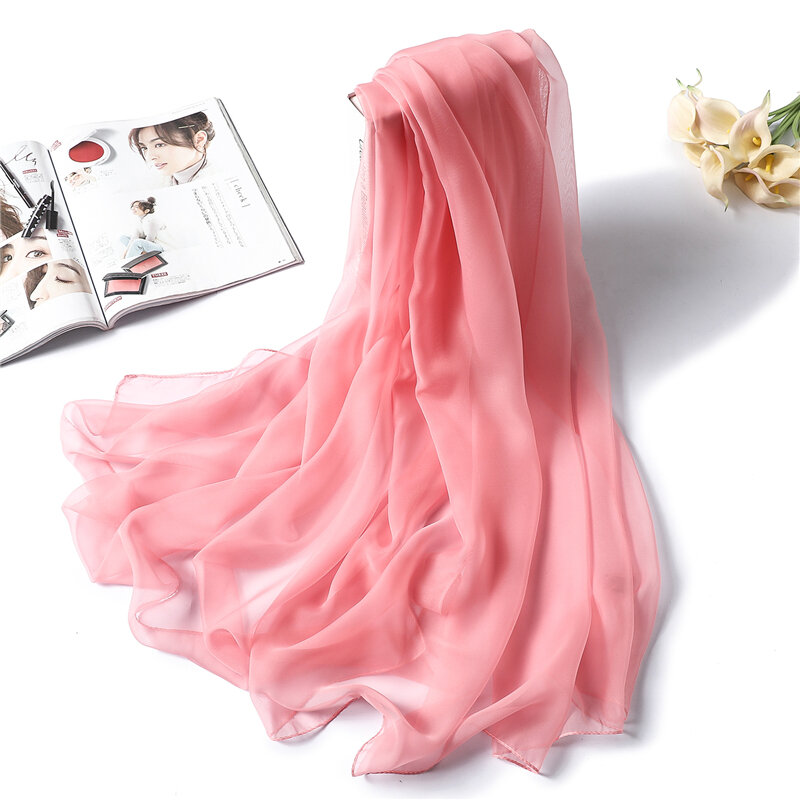 2022 Новинка Весна Лето Женский шарф модный однотонный классический большой размер женские шелковые шарфы Hijabs Платки женские пляжные палантины