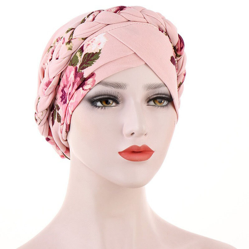 ดอกไม้หวานพิมพ์Turbanผู้หญิงลวงตาพิมพ์หัวห่อสุภาพสตรีผ้าฝ้ายTurbantes Casual SleepหมวกสีทึบHeadwear