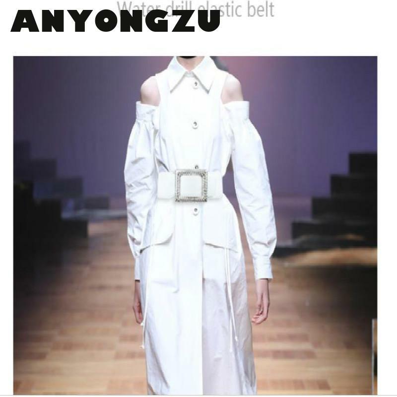 Simple versatile waist belt crystal elastic obi lady accessories dress with decorative stretch stone waist strap Waist sealing