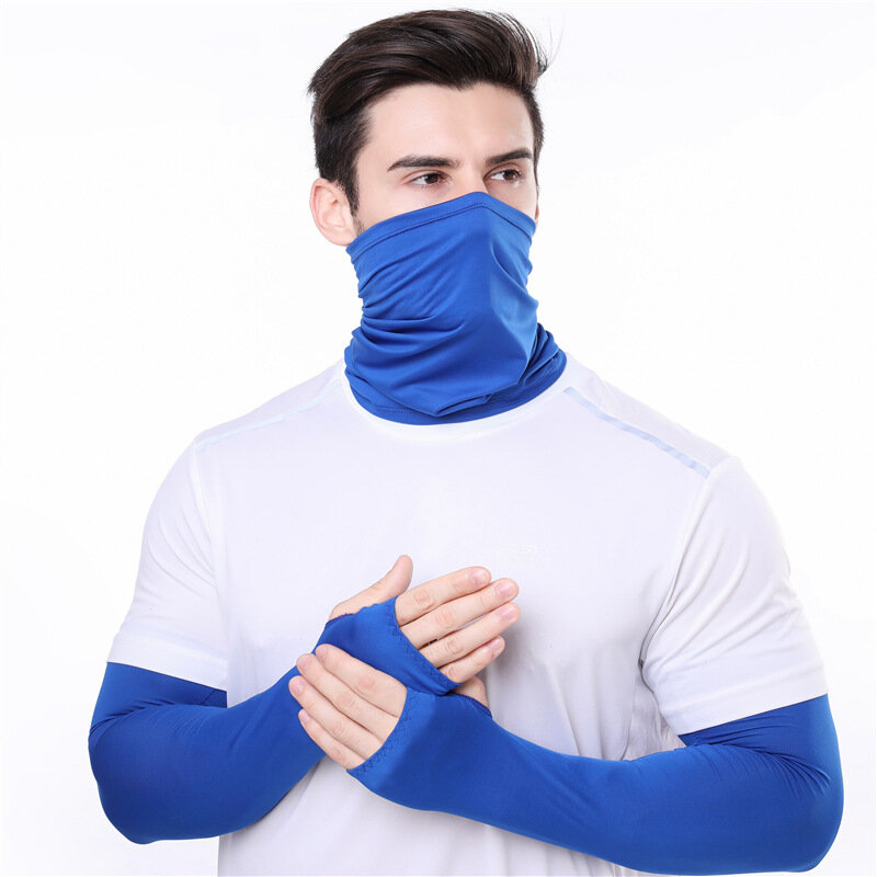 Cycling arm warmers and headband combination set summer sunscreen cuff and neck gaiter sport outdoor for both men and women