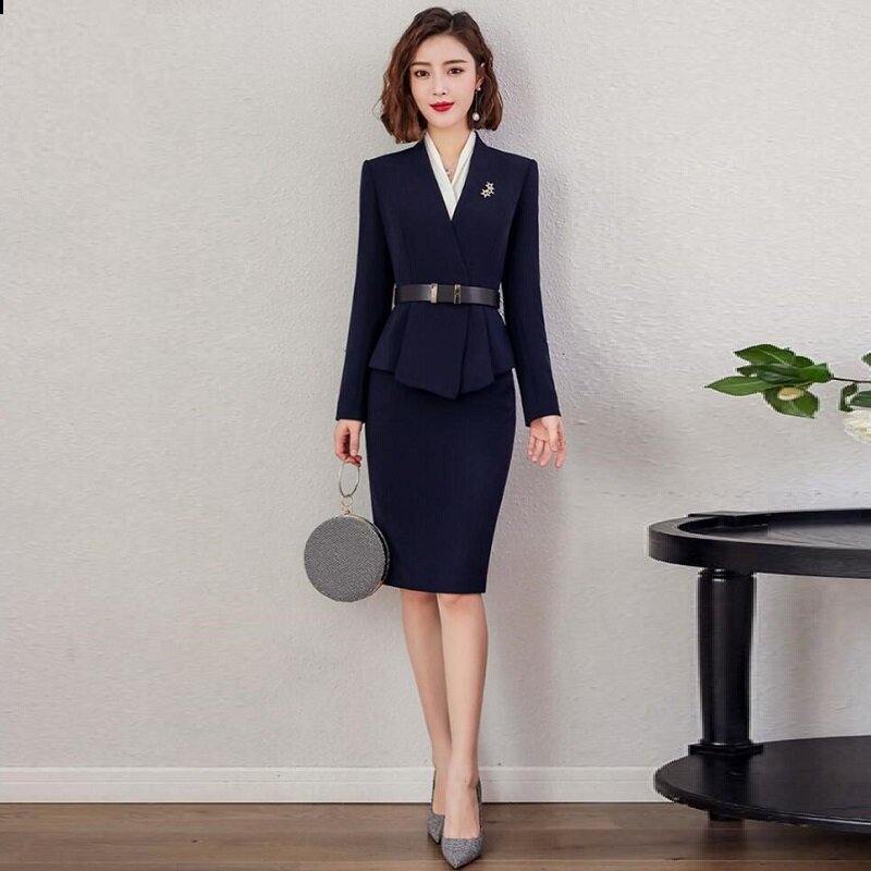 Costume formel pour femmes, nouvelle mode, Slim Business, manches longues, Blazer Ol et jupe, bureau, uniforme de travail, DD2802, 2021